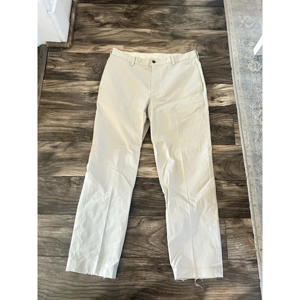 Brooks Brother Pleated Chino Pants Men's 34x30 Khaki‎ Beige 610